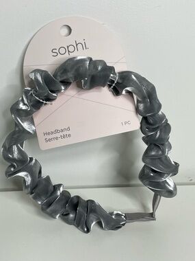 Shiny Silver Scrunch Ruched Headband